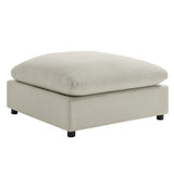 Cassandra Beige Fabric 40" Square Ottoman