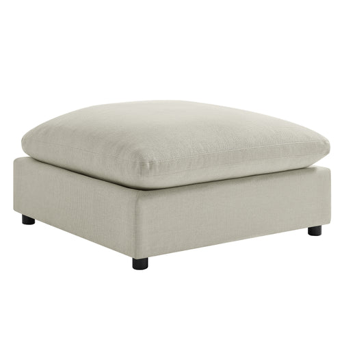 Cassandra Beige Fabric 40" Square Ottoman