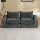 Sofa Modern Chenille Dark Gray 2 Seat with Footrest Compact 85 In
