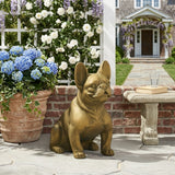 French Bulldog Garden Statue Outdoor Sculpture Rustic Gold