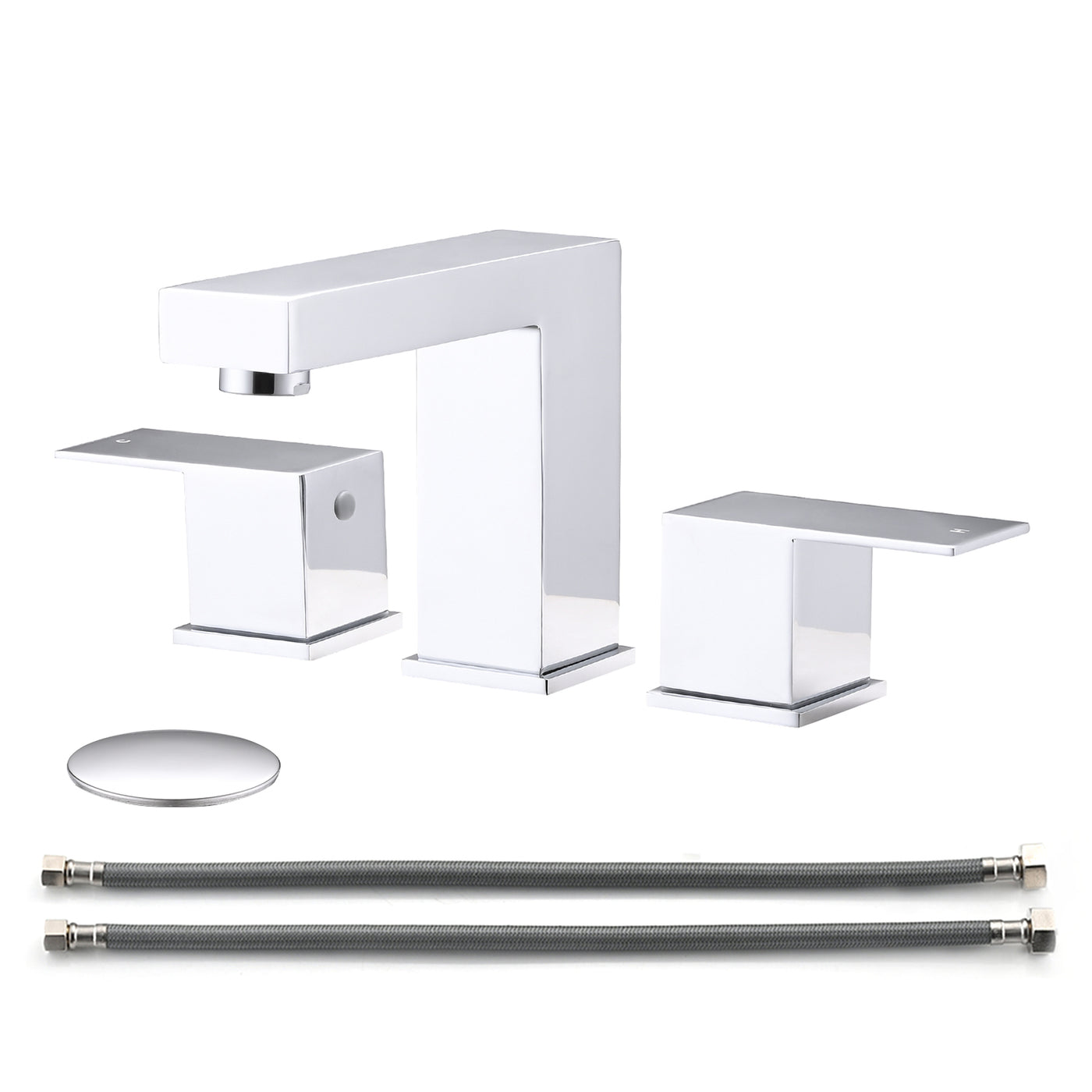 8 Inch Chrome Widespread Bathroom Faucet 2 Handles Pop Up Drain