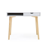 White Modern Workstation Desk Wood Legs