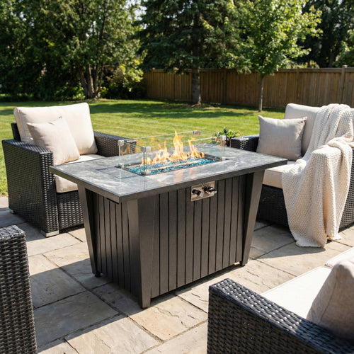 42" Propane Gas Fire Pit Table, 60000 BTU, Marble Top