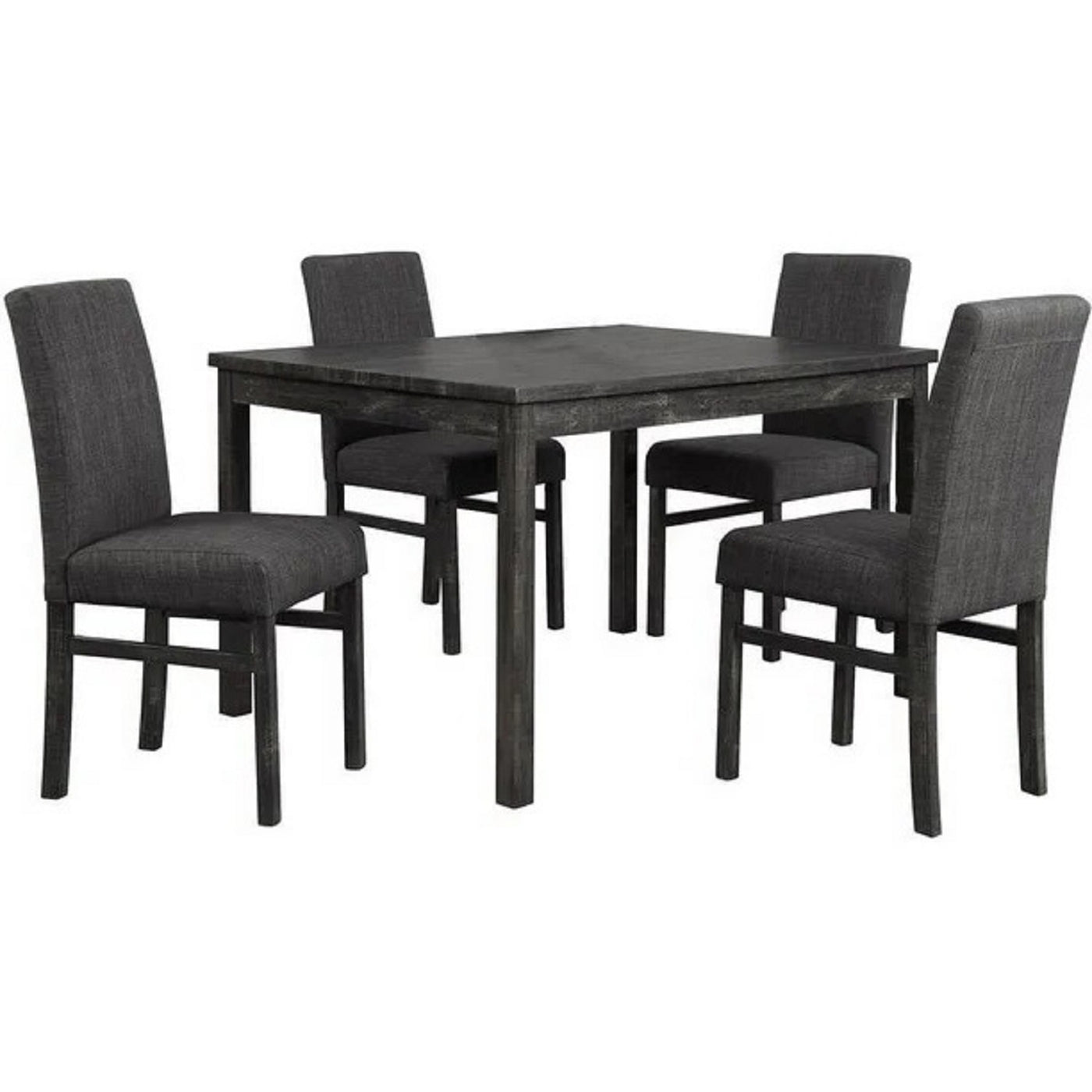 5-Piece Transitional Dining Set 48" Wood Table Charcoal
