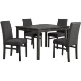 5-Piece Transitional Dining Set 48" Wood Table Charcoal