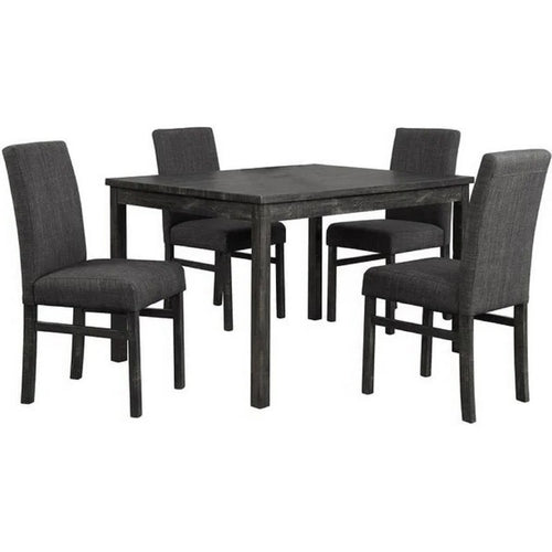 5-Piece Transitional Dining Set 48" Wood Table Charcoal