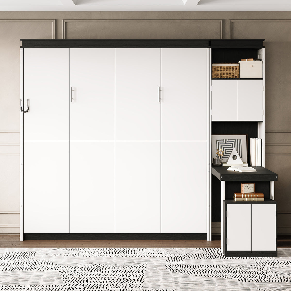 Queen Solid Wood Murphy Bed White