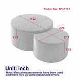 Round Corduroy Nesting Tables Set of 2 Beige