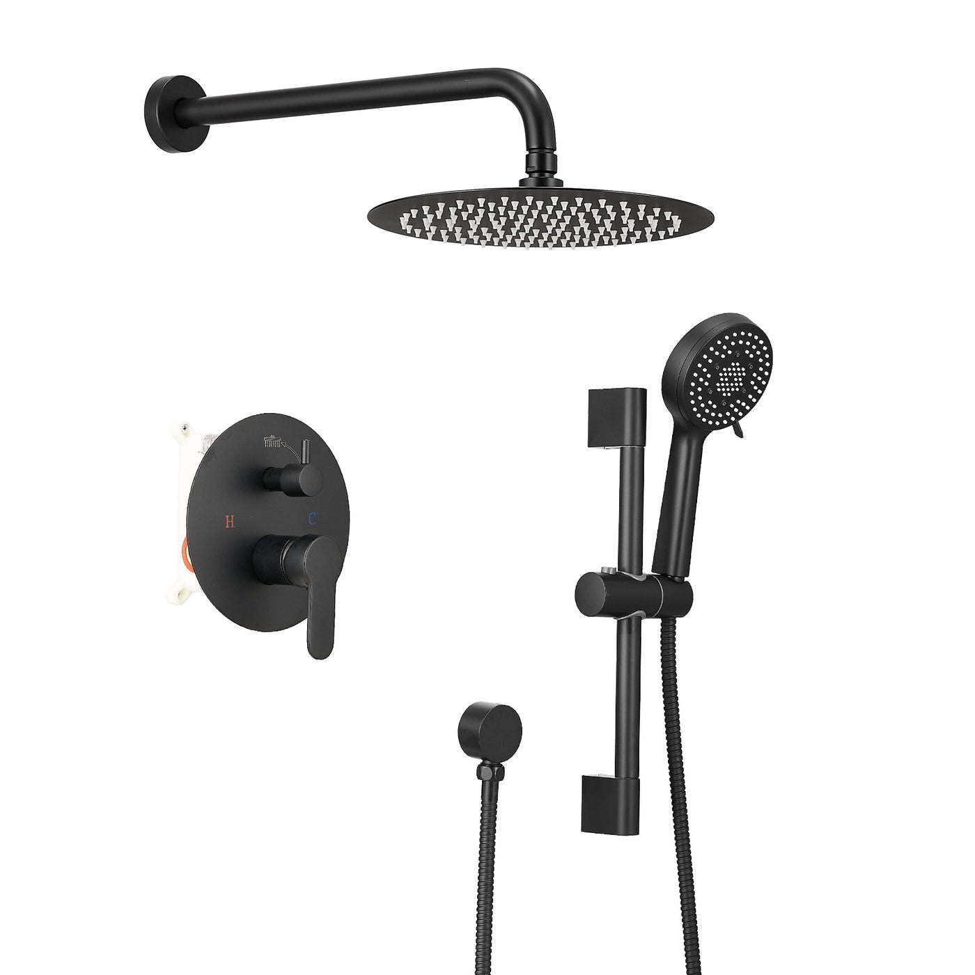 10" Matte Black Shower System with Handheld Combo