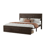 Queen Pine Platform Bed Brown