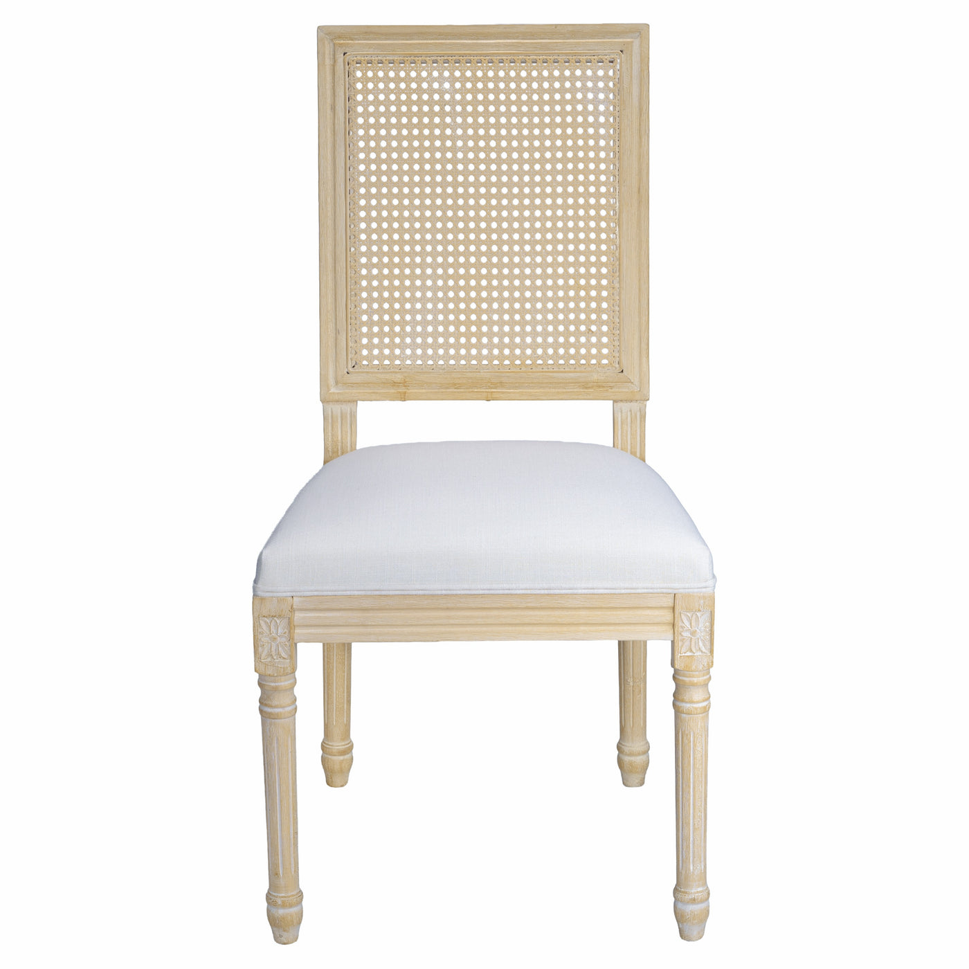 French Country Dining Chairs Set of 2, Upholstered Rattan