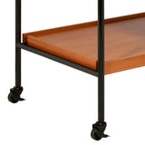 Serving Cart - Metal & Wood - Honey Oak & Black - Casters