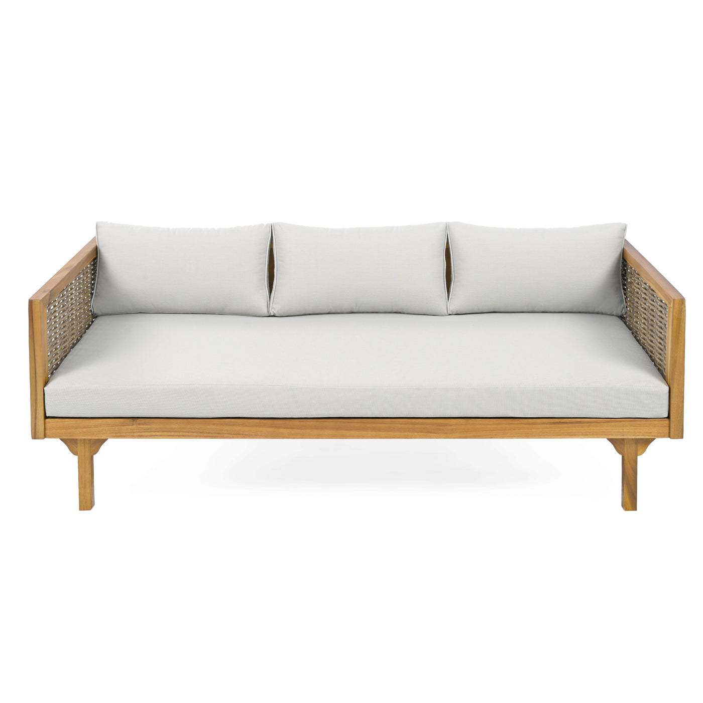 Claremont 3-Seater Daybed Rattan Arms Acacia Wood Grey