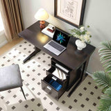 Home Office Desk with Mobile File Cabinet - Red Cocoa - Modesty Panel