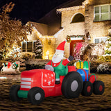 Outsunny 9ft Christmas Inflatables Outdoor Decorations Santa Claus Driving Trail
