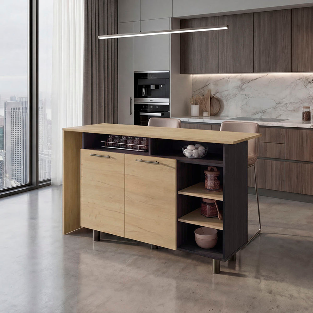 Korega TRB Kitchen Island Modern Kitchen Island with Storage Cabinet Drawers