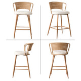 Set of 2 Metal Bar Stool Cream