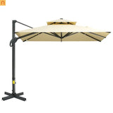 Patio Umbrella Cantilever Offset Square Beige 10 Ft 360 Rotation