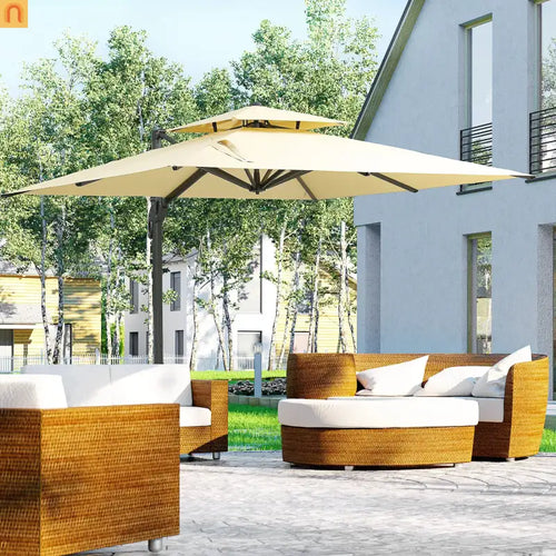 Patio Umbrella Cantilever Offset Square Beige 10 Ft 360 Rotation