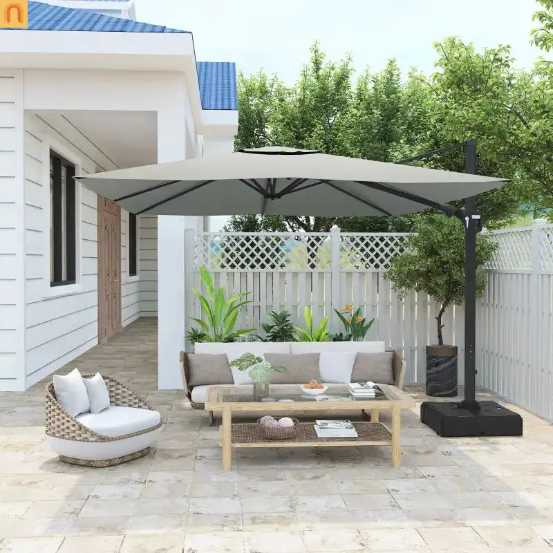 Patio Umbrella Cantilever Gray 11ft Square UPF50 Aluminum