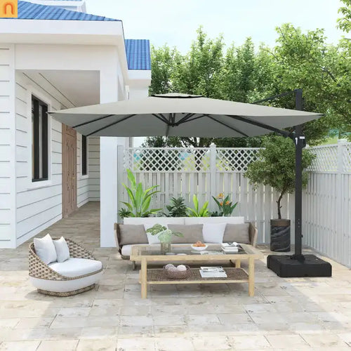 Patio Umbrella Cantilever Gray 11ft Square UPF50 Aluminum