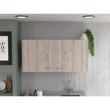 Wall Cabinet Two Shelves Double Door White Light Gray