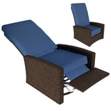 Outsunny Reclining Rattan 360° Swivel Chair Dark Blue