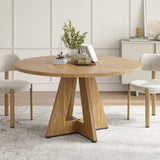47" Round Modern Wood Dining Table Seats 4-7