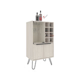 Bar Cabinet - White Washed Oak - 2 Doors & 9 Shelves - 43.1"H