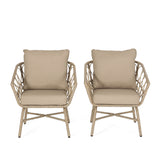 Outdoor Club Chair Set with PE Rattan Brown Water-Resistant