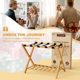 Folding Bamboo Luggage Rack 29×28×3 Inch, Foldable Suitcase Stand
