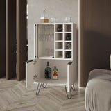 Bar Cabinet - Melamine - White - Glass Rack and Wine Storage
