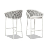 Patio Counter Stool Set of 2 - Rope & Aluminum - Optic White - 27.5"