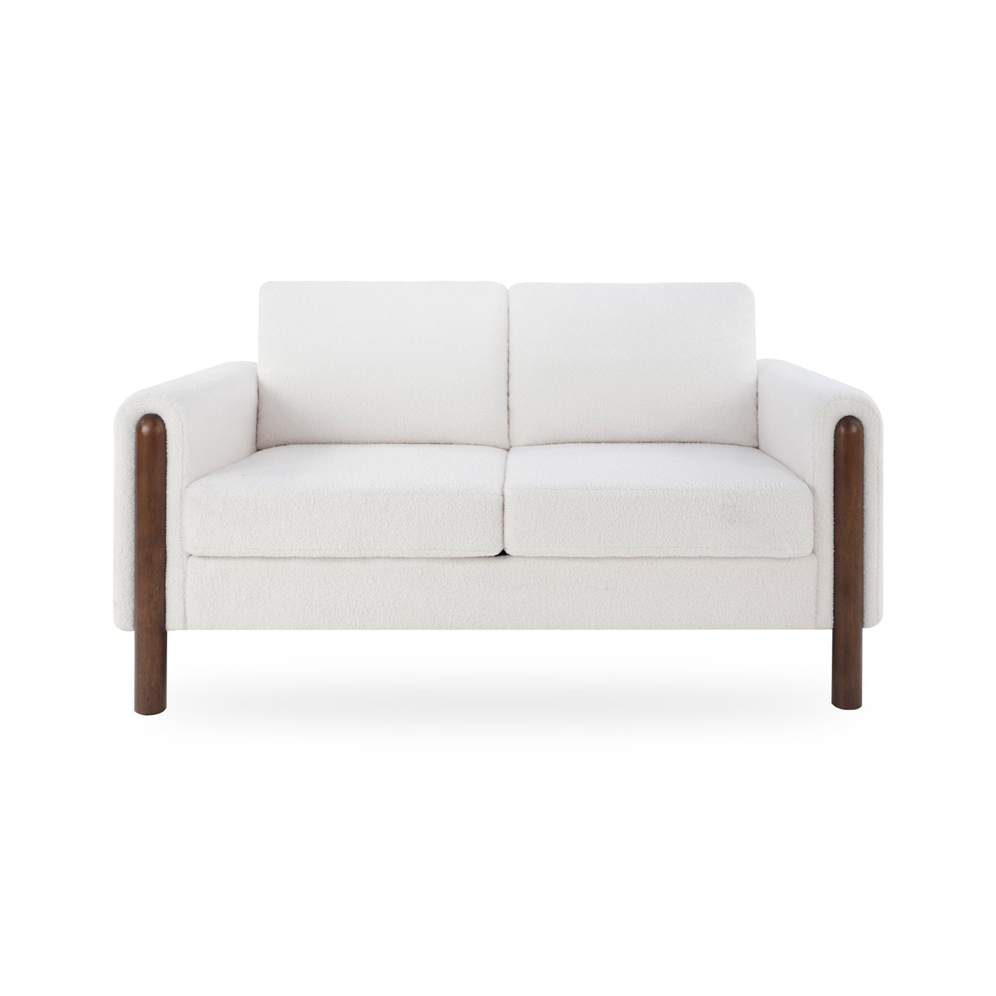 Mid-Century Modern Loveseat 2-Seater Sofa Teddy Fabric