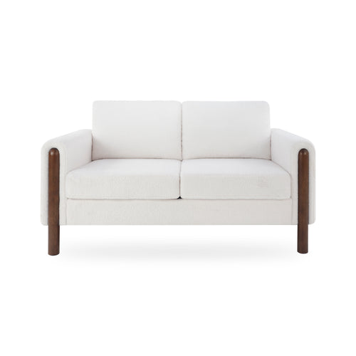 Mid-Century Modern Loveseat 2-Seater Sofa Teddy Fabric