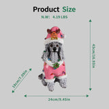 Christmas Poodle Statue, Holiday Dog Figurine in Pink Santa Outfit