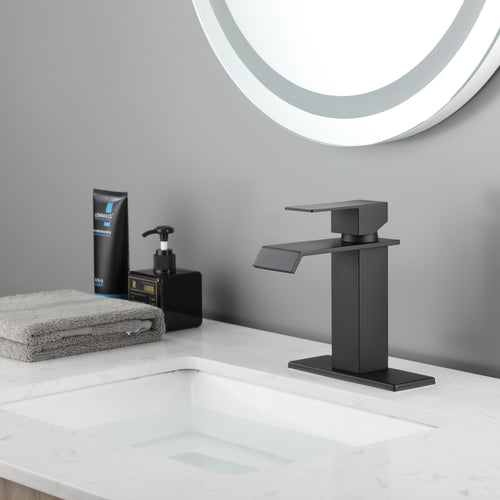 Waterfall Spout Single Handle Bathroom Vanity Sink Faucet