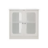 White Louvered Double-Door Bathroom Vanity Cabinet