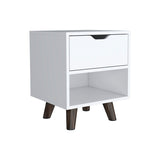 Modern Wood Nightstand with Drawer and Open Storage Shelf