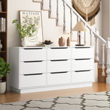 9-Drawer Engineered Wood Dresser White 63"