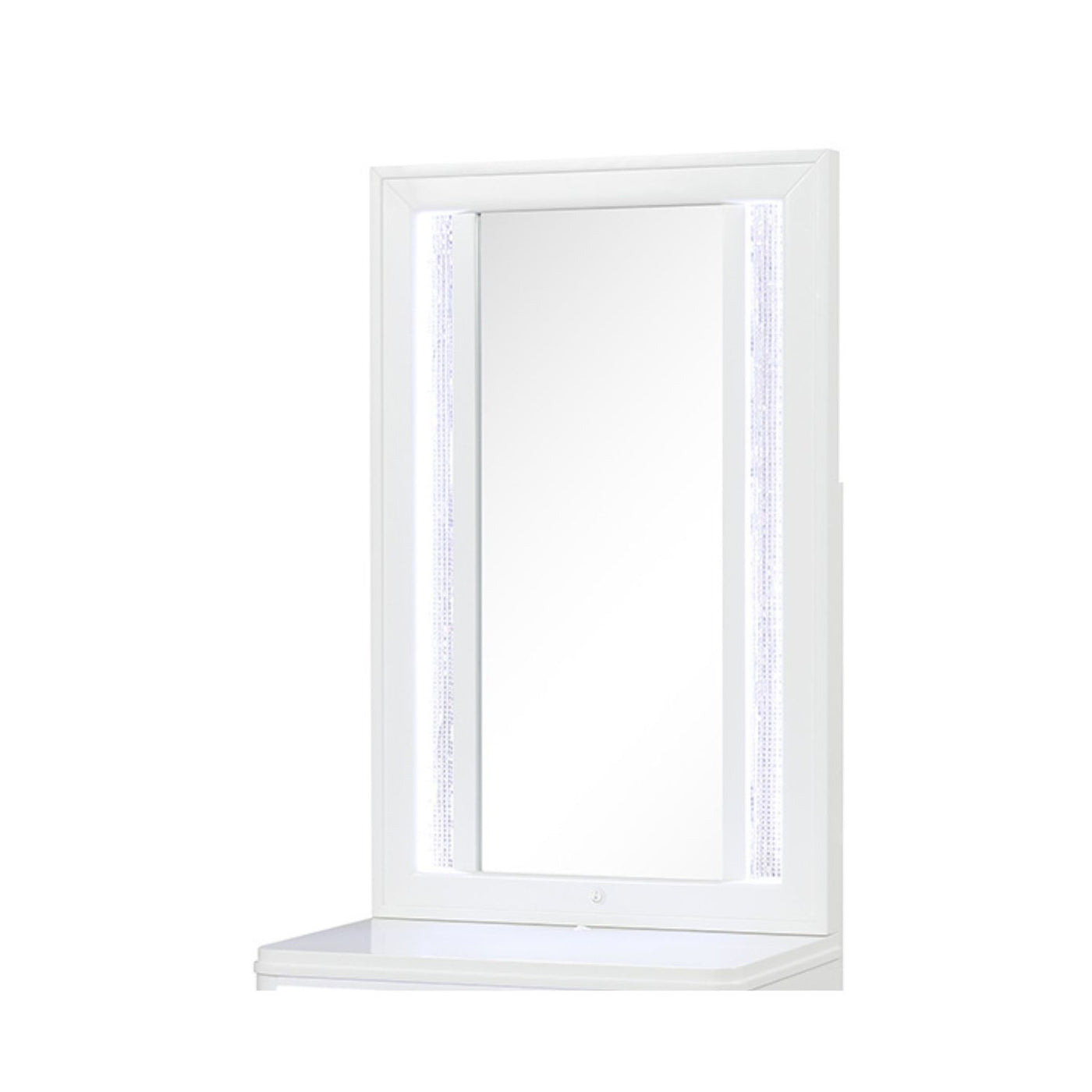 Modern White LED Mirror Top with Wood Frame