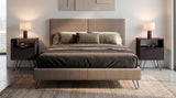 Set of 2 Modern Nightstands with Storage, Metal Legs, Wenge
