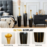 3-Piece Modern Floor Vase Set, Handcrafted Metal, 27.56" 31.5" 35.43" Tall