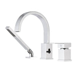 3-Hole Waterfall Roman Tub Faucet with Hand Shower