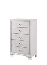 White Frost Glam Five Drawer Chest Crocodile Pattern