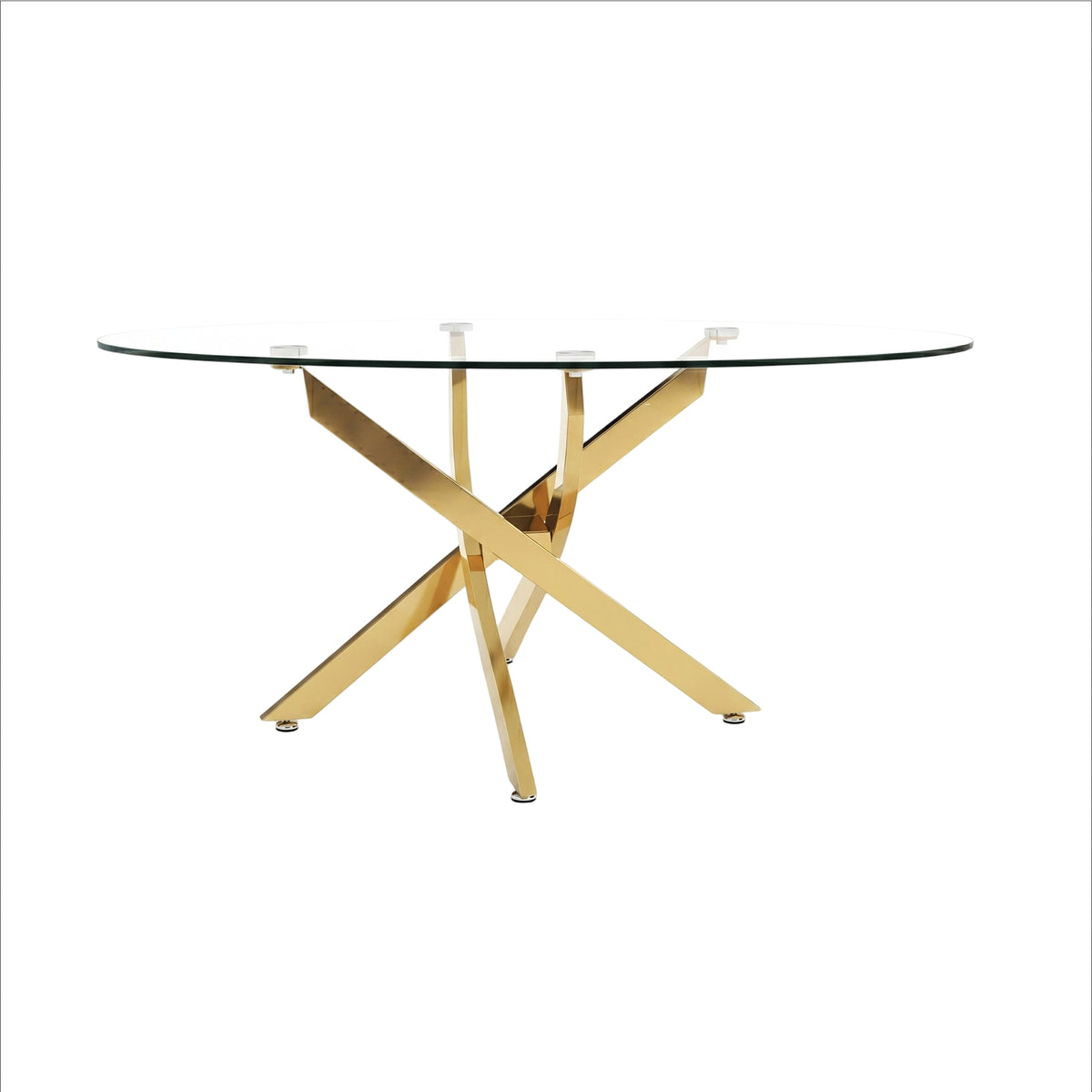 Oval Glass Dining Table Gold 39"