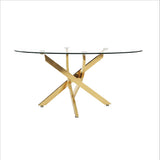 Oval Glass Dining Table Gold 39"