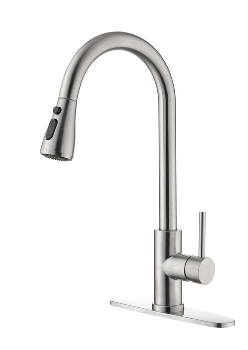 Brushed Nickel Pull Out Kitchen Faucet with Sprayer