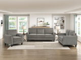 Brown Chenille 3-Piece Sofa Set with Loveseat and Chair