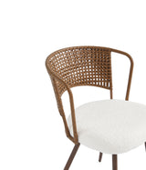 Set of 2 Metal Dining Chair Beige/Dark Walnut